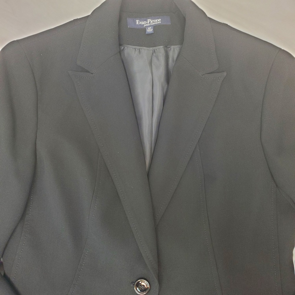 Evan-Picone Petite Essentials Black Single Button Blazer Size 6P Whimsigoth
